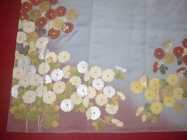 ぼかし合わせ菊訪問着加工後