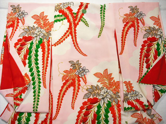 藤模様宮参り着物