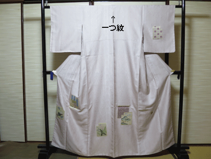 一つ紋付き絽刺し訪問着