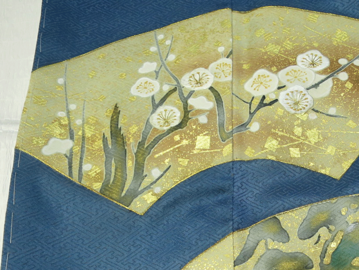色留袖光琳地紙模様修復後