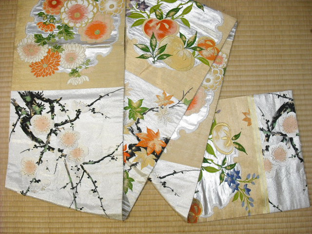 丸帯楓梅橘模様