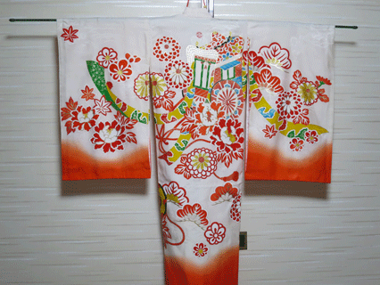 花車模様一つ身お祝い着