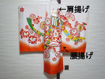 一つ身お祝い着を３歳用に揚げた品