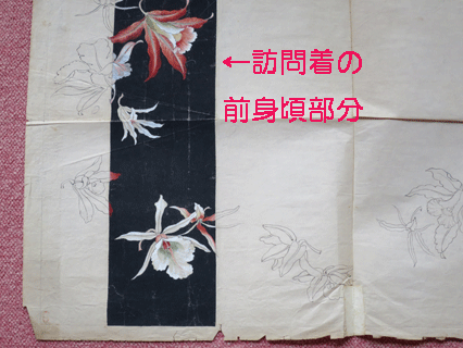 赤絞り反物と白生地