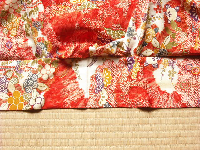 小紋着物衿部分洗い前