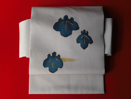 桐模様染め帯加工後