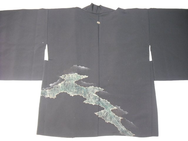 黒地絵羽織加工前