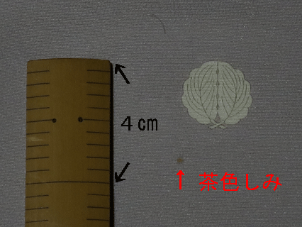 家紋の近くに付いた茶色シミ