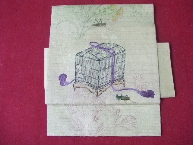 虫籠模様作り帯