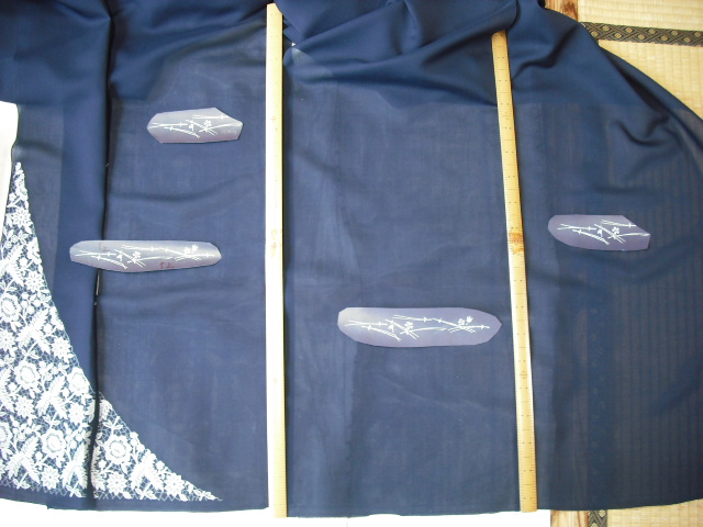 麻小紋単衣着物