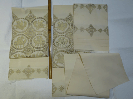 母親自作の白地作り帯