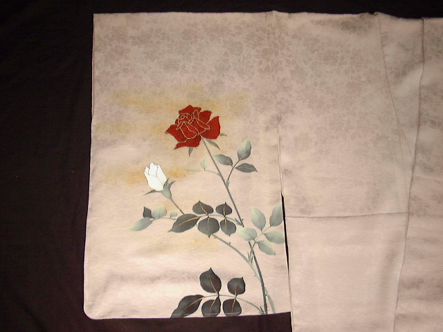 バラ訪問着袖部分