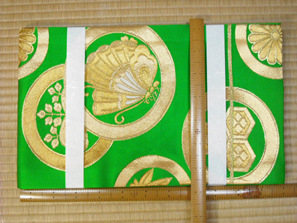 七五三袋帯グリーン華紋