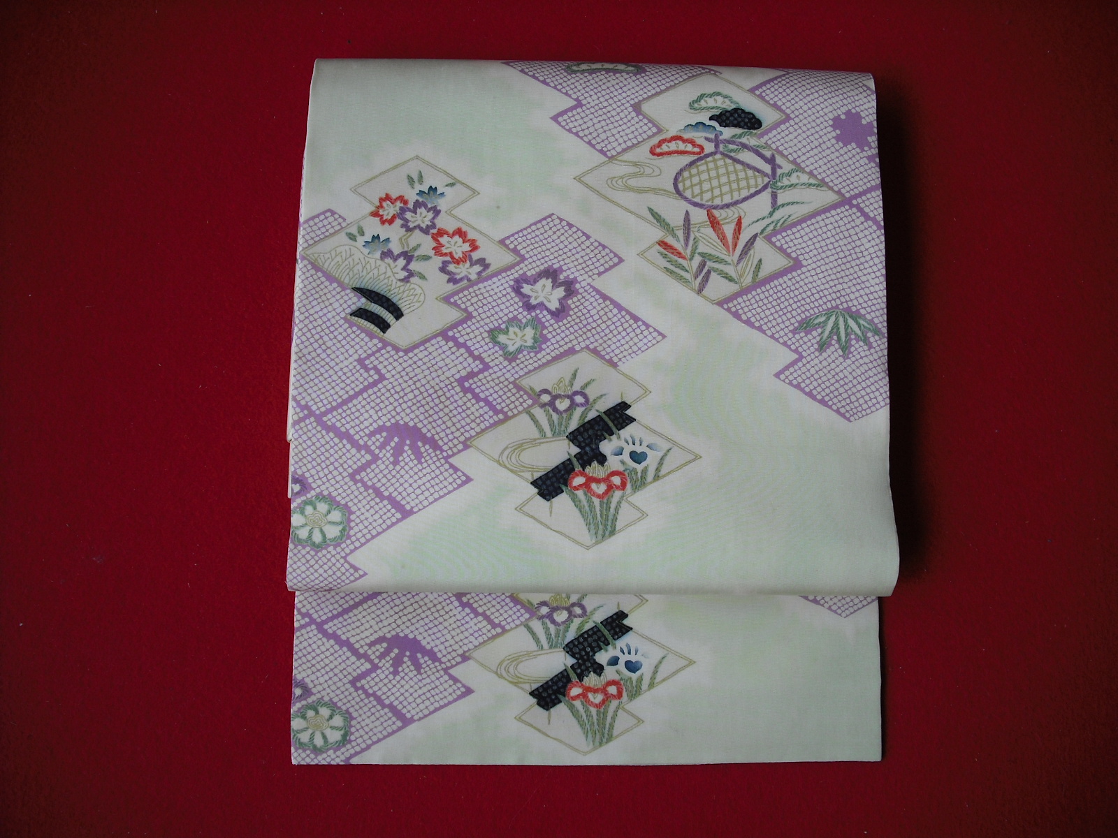 染め名古屋帯松皮菱模様