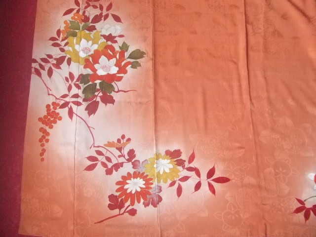 錆朱色訪問着加工前