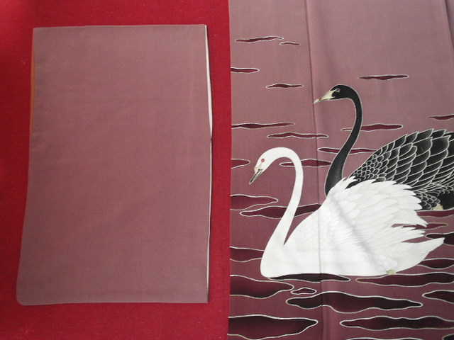 スワン模様着物