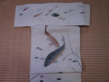 紗名古屋帯水草模様